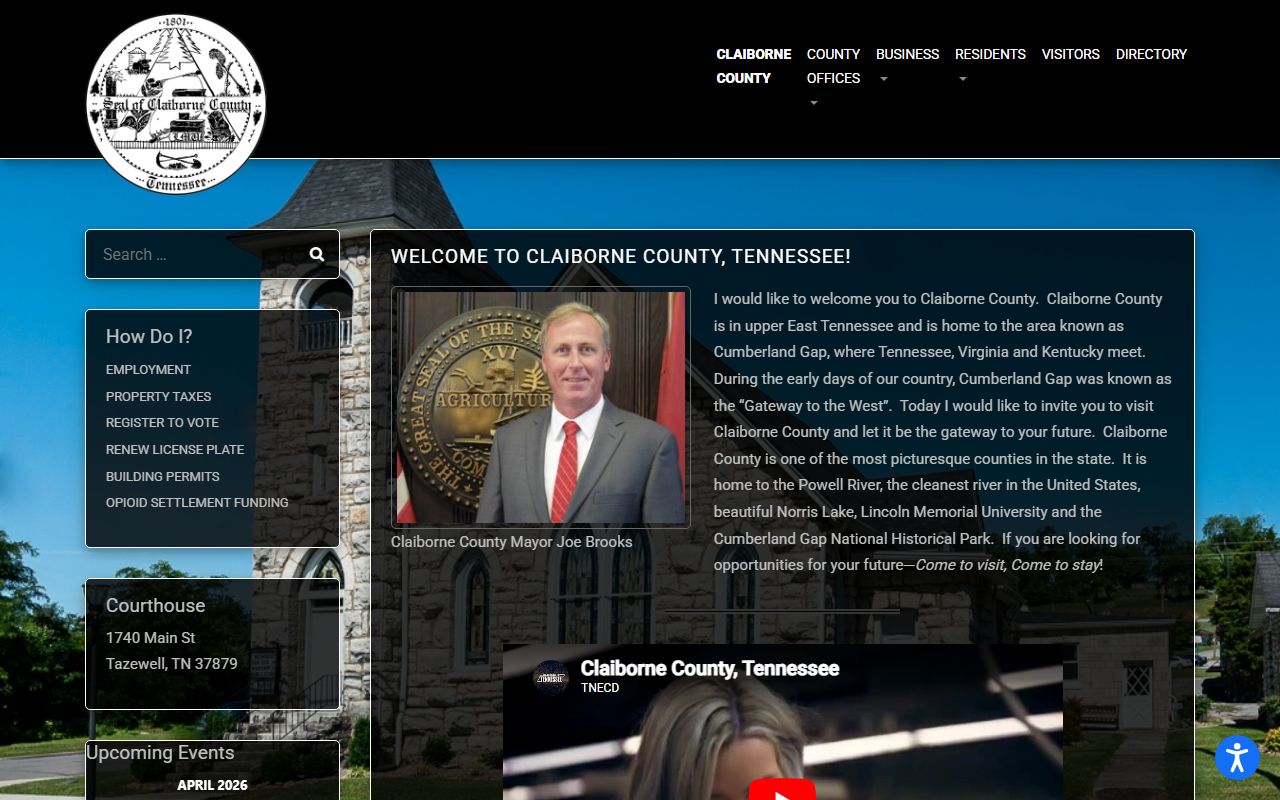 Claiborne County civil court records courthouse and government office