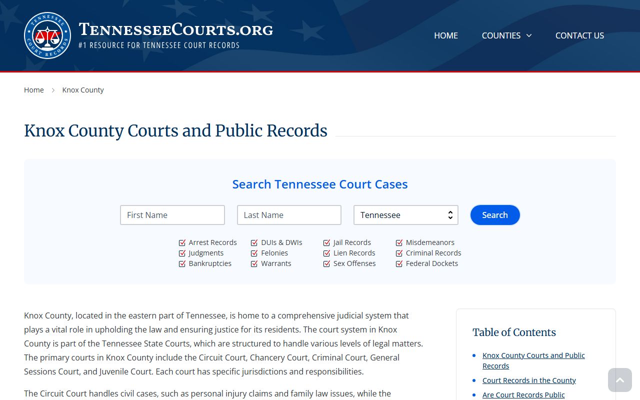 Knoxville civil court records in Knox County Tennessee courts