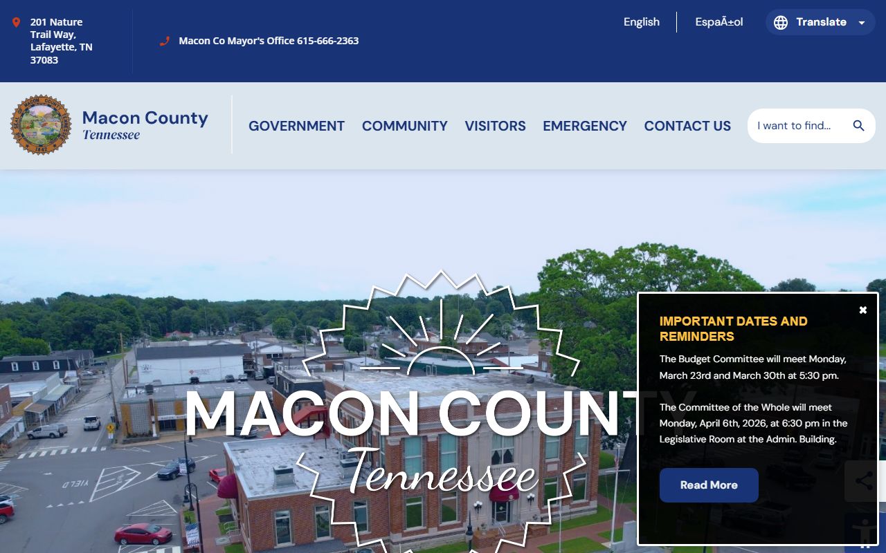 Macon County civil court records clerk and county government