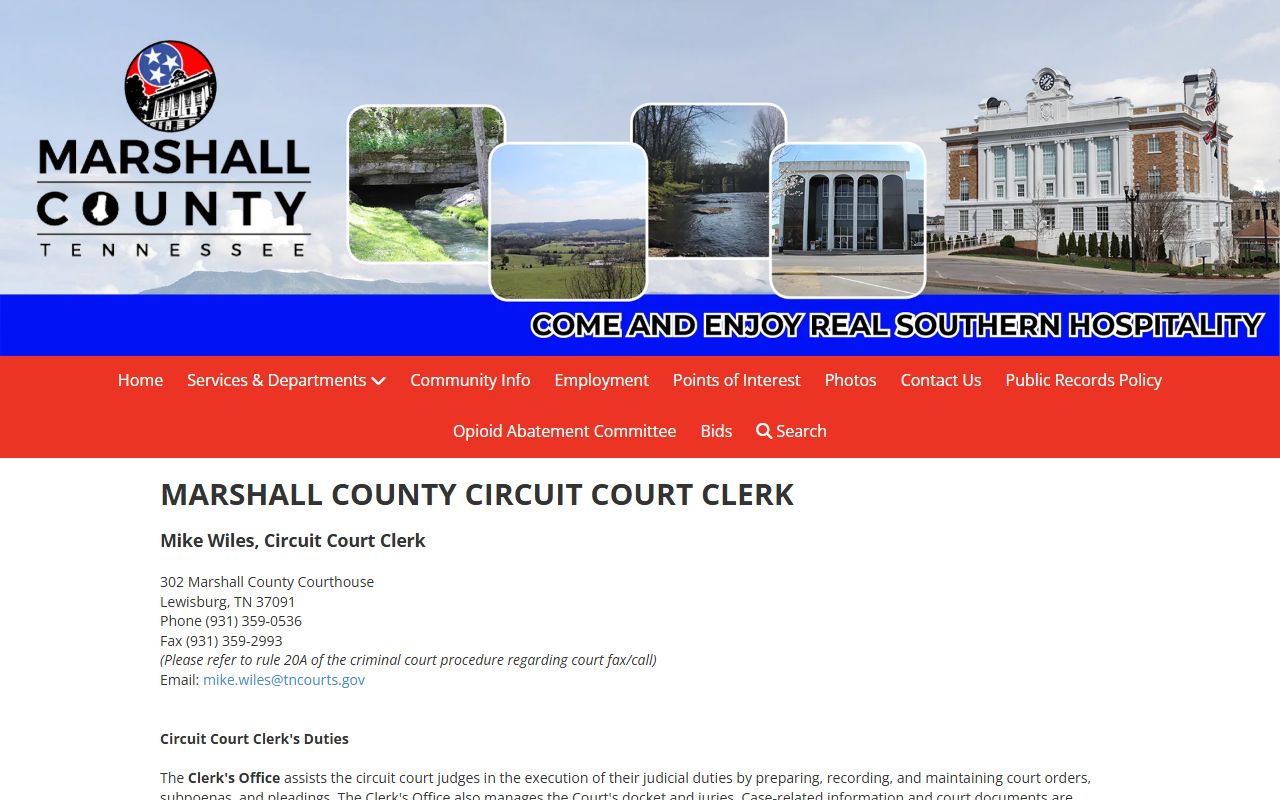 Marshall County civil court records and county clerk office