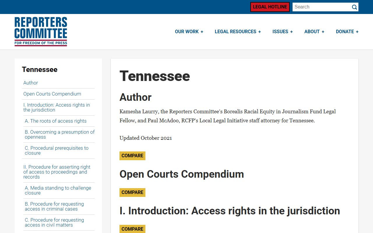 Open courts access guide for Tennessee Civil Court Records