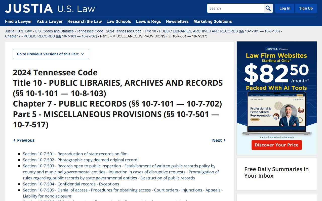 Tennessee Public Records Act reference for Tennessee Civil Court Records access